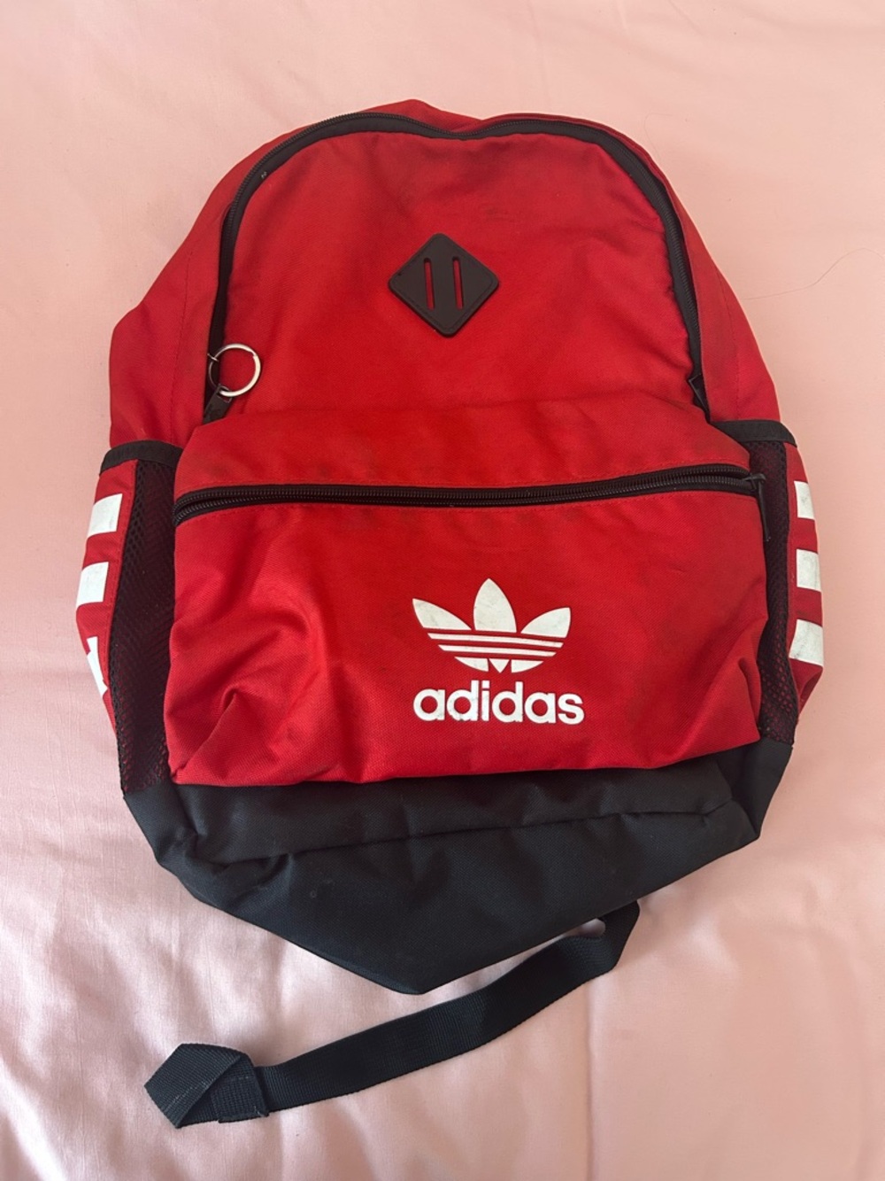 adidas Red and Black Trefoil Logo Backpack